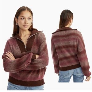 Naadam Merino Cashmere Space Dye Quarter Zip Sweater size M